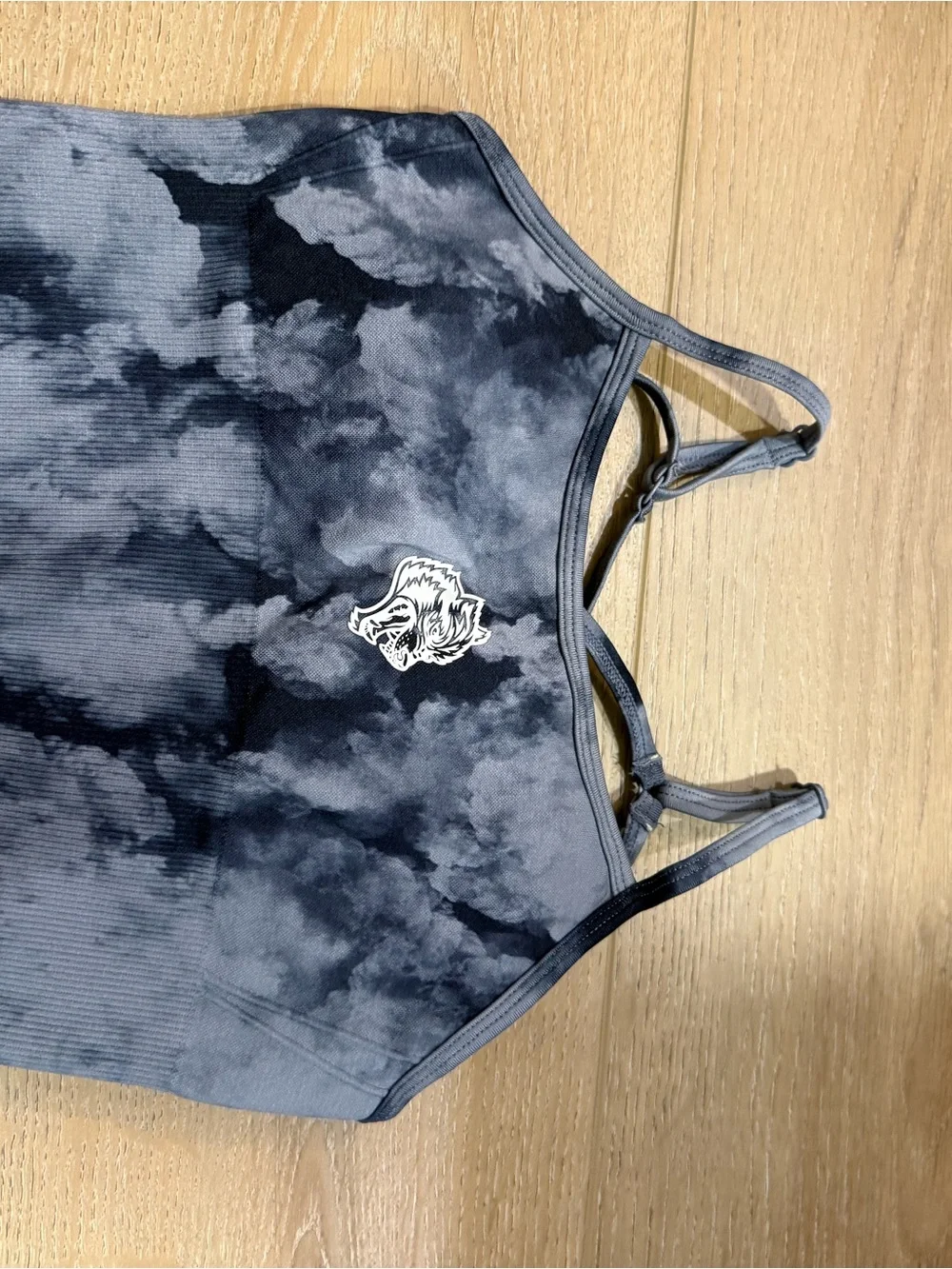 Women's Gray Tie-Dye Cropped Tank Top with Graphic